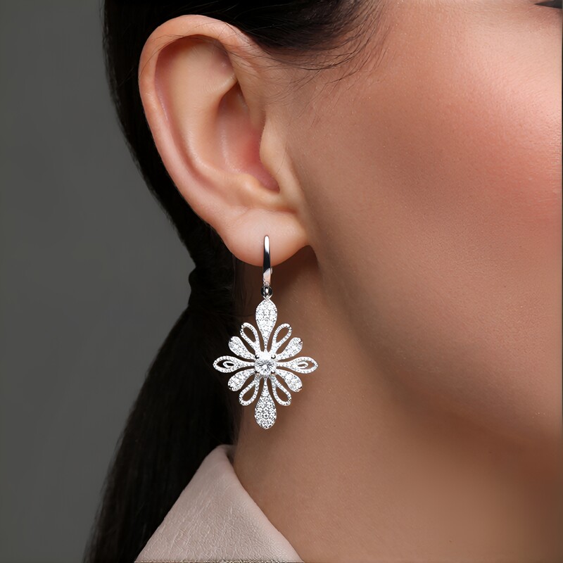 Pendientes en plata con Zafiro blanco