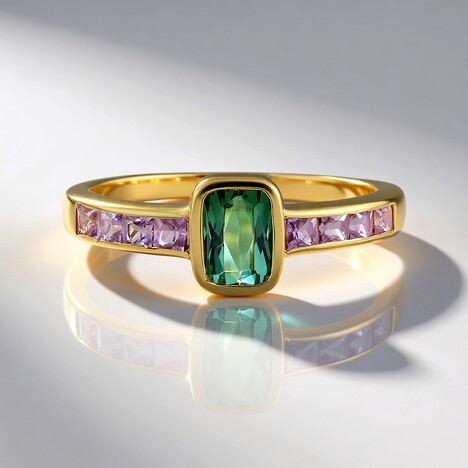 Anello in argento con Tormalina Verde di Benedito (Adela Silber)
