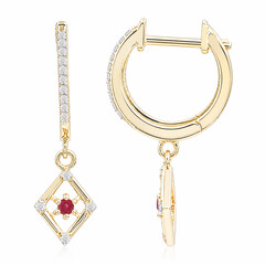 Pendientes en oro con Berilo rojo