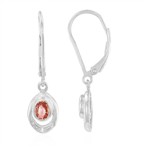 Boucles d'oreilles en argent et Saphir Padparadscha