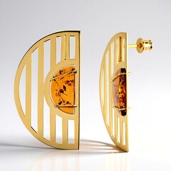 Orecchini in argento con Ambra Baltica Cognac