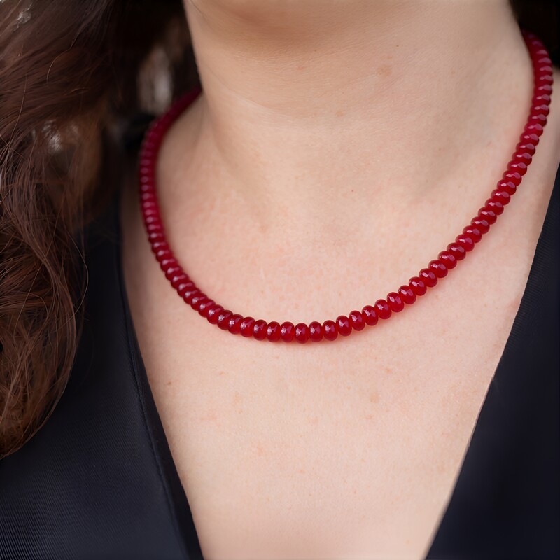 Collar en plata con Cuarzo cereza