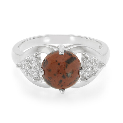 Anello in argento con Ossidiana Mogano