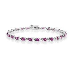 Magenta-Granat-Silberarmband