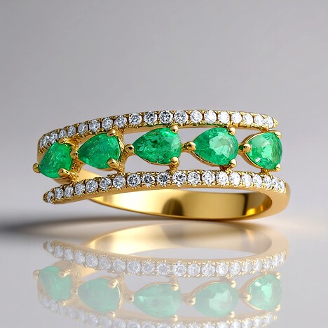 Anello in oro con Smeraldo Zambia AAA