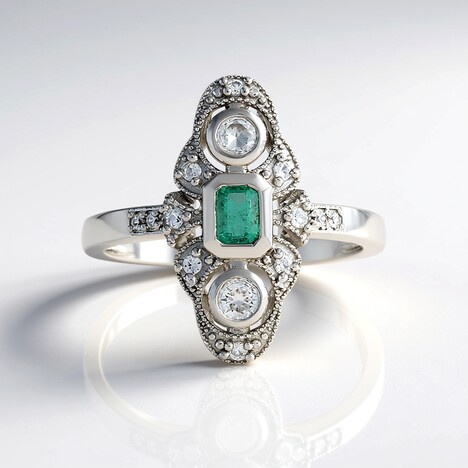 Anello in argento con Smeraldo Colombiano