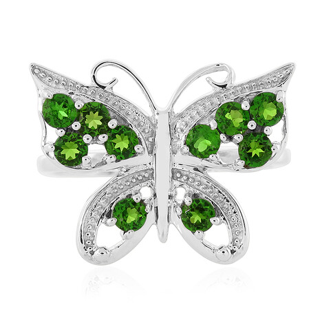 Zilveren ring met Russische diopsiedstenen