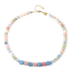 Zilveren halsketting met Madagascar morganieten (Riya)