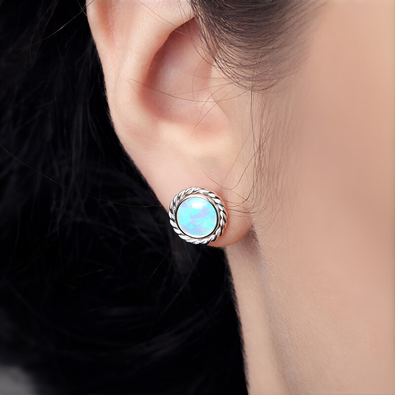 Perlmutt-Silberohrringe (Bali Barong)