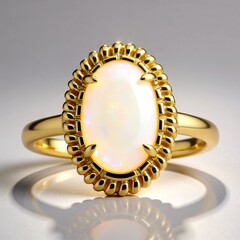 Anello in oro con Opale Bianco Brasiliano