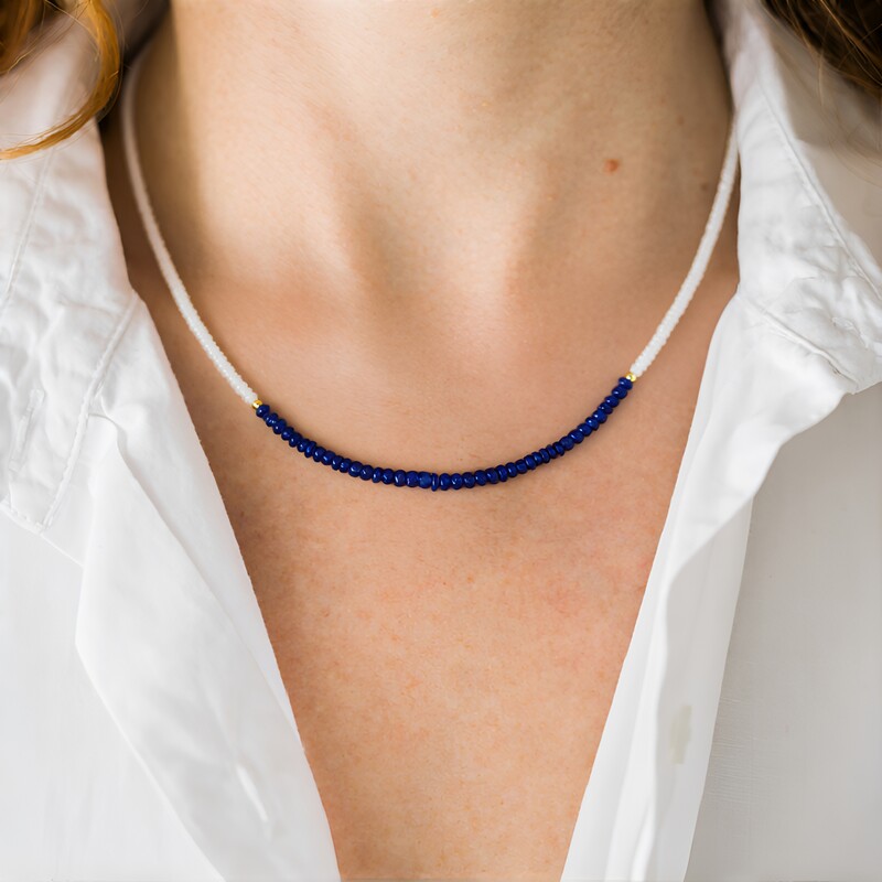 Saphir-Silberhalskette