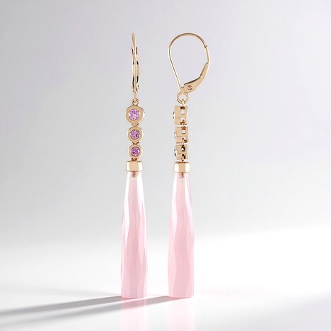 Orecchini in oro con Calcedonio Rosa (KM by Juwelo)