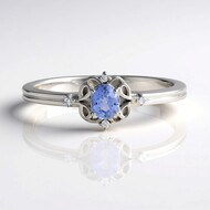 Bague en argent et Saphir bleu de Ceylan