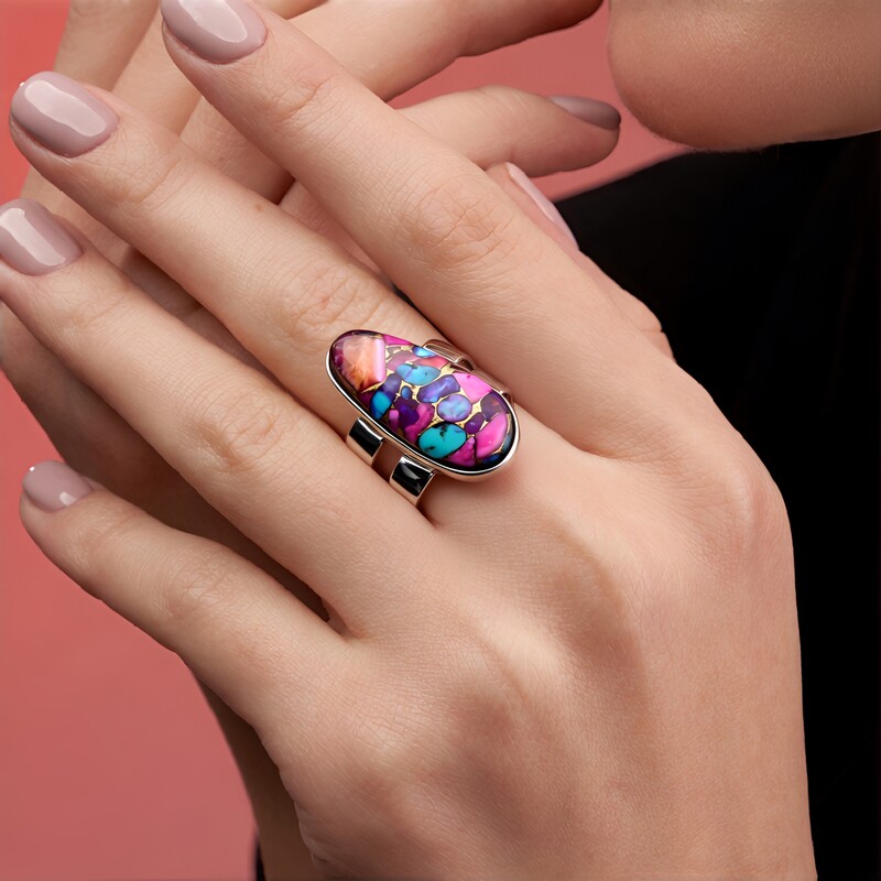 Zilveren ring met een Turquoise mozaïek