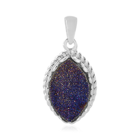 Cobaltblauer Glitzer-Achat-Silberanhänger