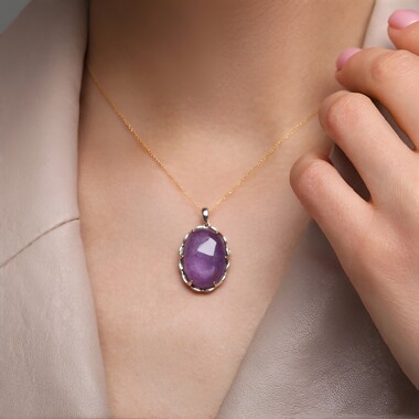 Ciondolo in argento con Lepidolite