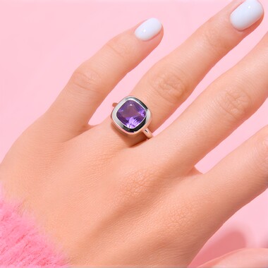 Zilveren ring met een Pastelpaarse Kwarts (MONOSONO COLLECTION)