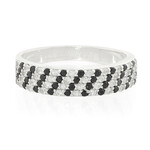 Anello in argento con Spinello Nero e Zaffiro Bianco