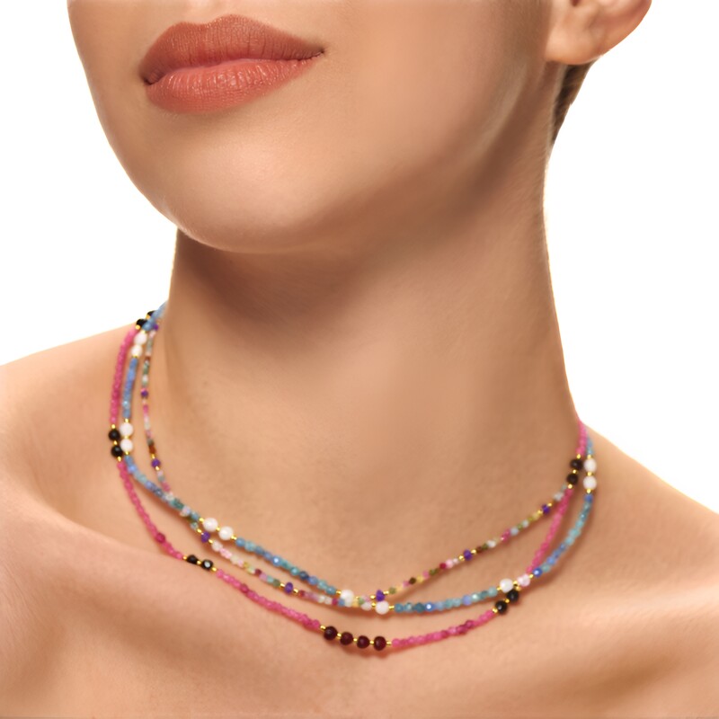 Edelstein-Silberhalskette (Riya)