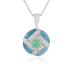 Collana in argento con Calcedonio Blu (KM by Juwelo)