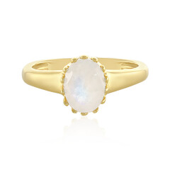 Bague en argent et Pierre de Lune arc-en-ciel