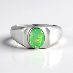 Anello in argento con Opale Verde dell'Etiopia