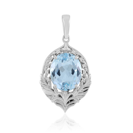 Zilveren hanger met een hemel-blauwe topaas
