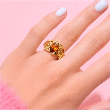 Anillo en plata con Ámbar del Báltico amanecer (dagen)