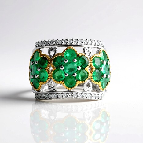 Anello in argento con Smeraldo Zambia (Gems en Vogue)