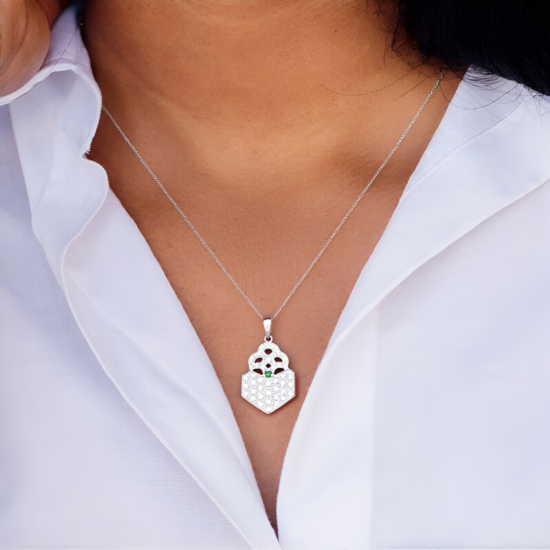 Colgante en plata con Diamante Bosque Verde