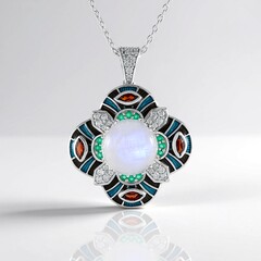 Collana in argento con Pietra di Luna Arcobaleno (Adela Silber)