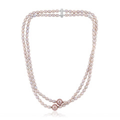 Collier en argent et Perle Ming de couleur pourpre (TPC)