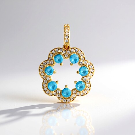 Ciondolo in argento con Apatite Blu Neon