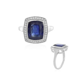 Anillo en plata con Zafiro azul de Madagascar