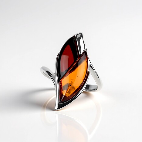 Anello in argento con Ambra Baltica Cognac (dagen)