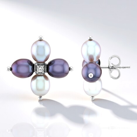 Orecchini in argento con Perla Nera di Acqua Dolce (TPC)