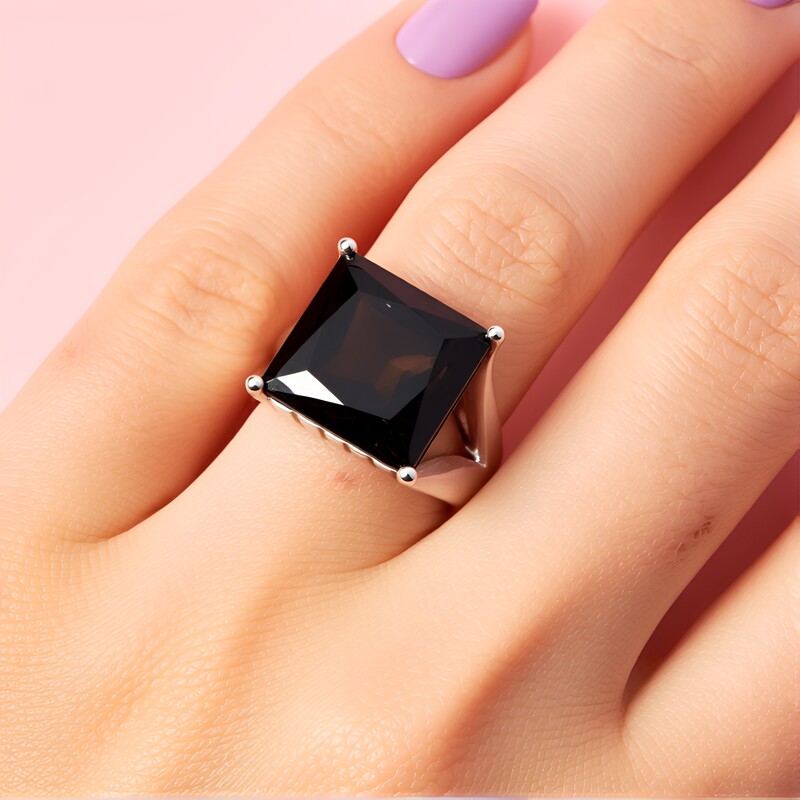 Bague en argent et Quartz fumé