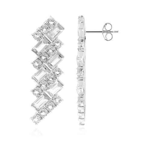 Zilveren oorbellen met witte topaasstenen