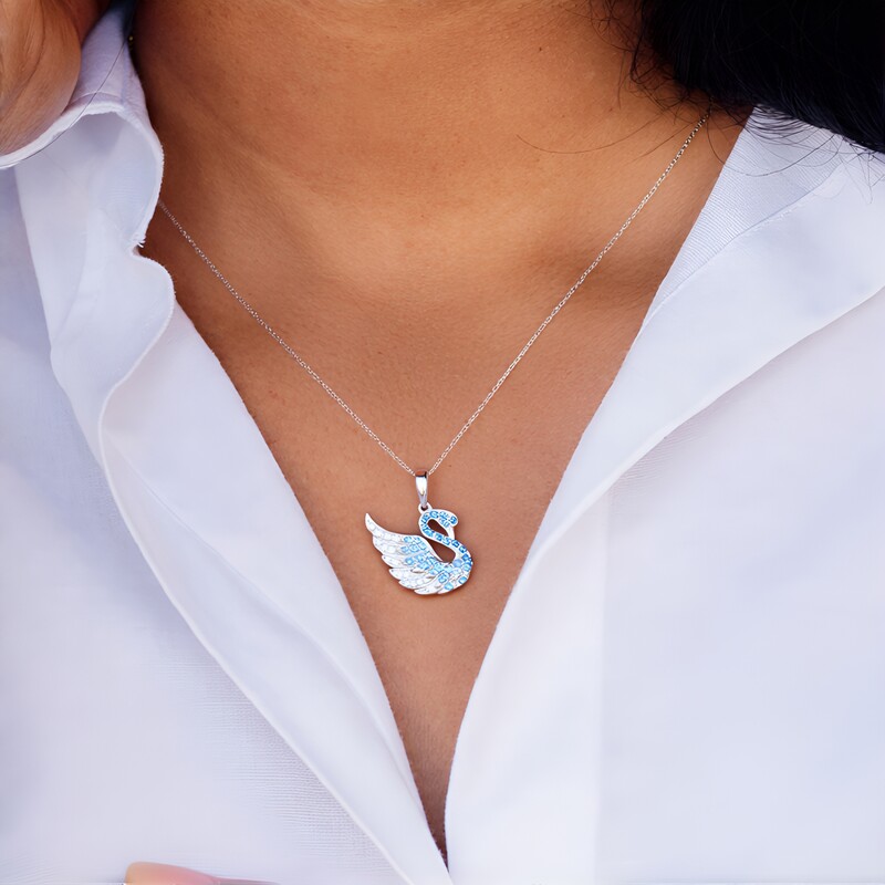 Zawieszka ze srebra platynowanego - Topaz niebieski Swiss Blue