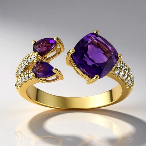 Anello in oro con Ametista Siberiana (Adela Gold)
