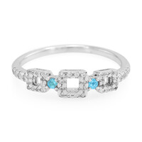 Anello in argento con Apatite Blu Neon e Zaffiro Bianco