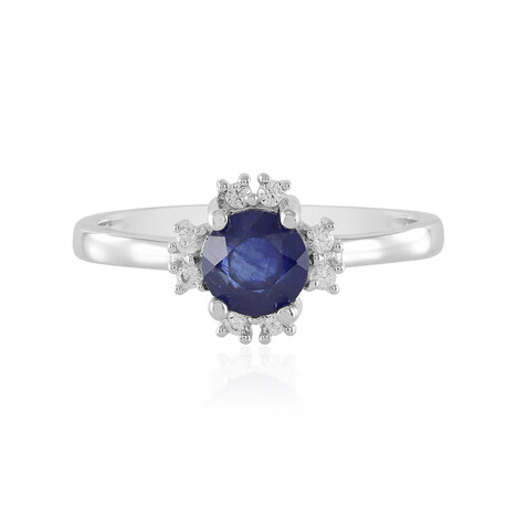 Bague en argent et Saphir bleu de Madagascar