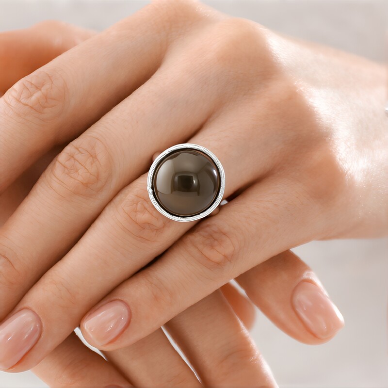 Zilveren ring met een Tahiti parel (TPC)