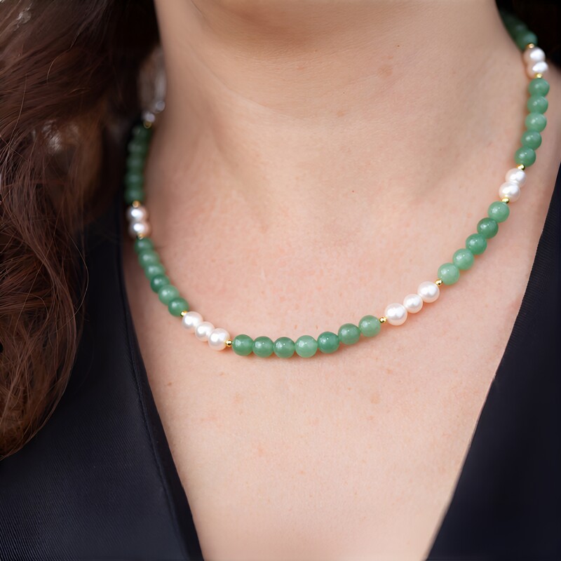 Edelstein-Silberhalskette