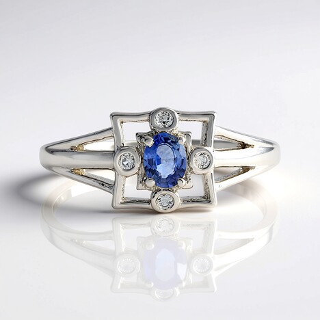 Anello in argento con Zaffiro Ceylon Blu (non riscaldato)