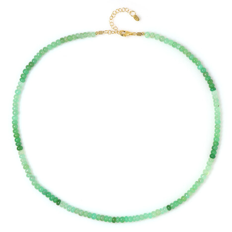 Zilveren halsketting met chrysopraasstenen