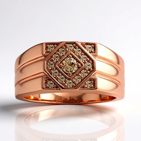 Bague pour homme en or et Diamant rose de France SI1 d'Argyle  (Annette)
