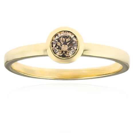 Anello in oro con Diamante Champagne d'Argyle SI1 (CUSTODANA)
