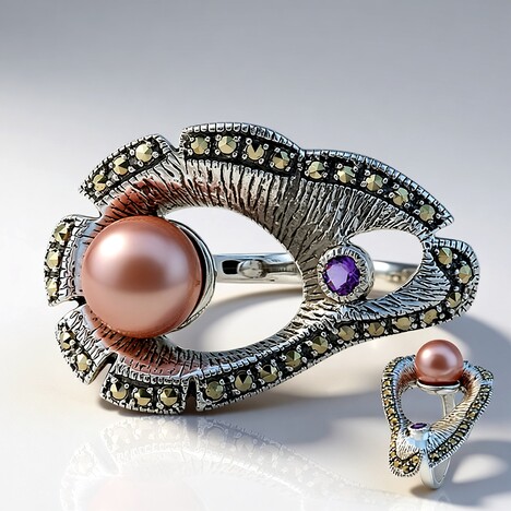 Anello in argento con Perla Ming (Annette classic)