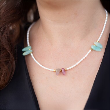 Choker ze stali - Labradoryt (Riya)